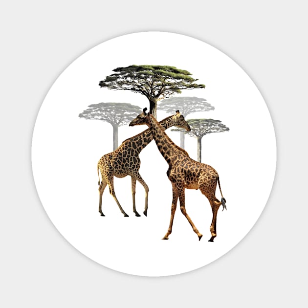 Giraffes with trees in Kenya / Africa Magnet by T-SHIRTS UND MEHR